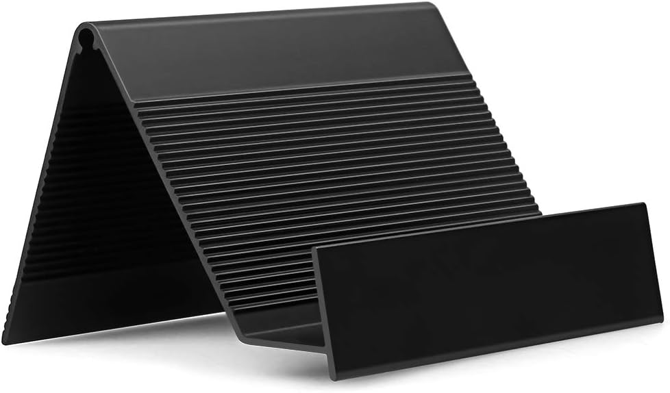 Business Card Holder Aluminum Business Card Display Stand, Desktop Black Business Card Holders for Exhibition, Home and Office, Fits 35-50 Business Cards 1 Pack