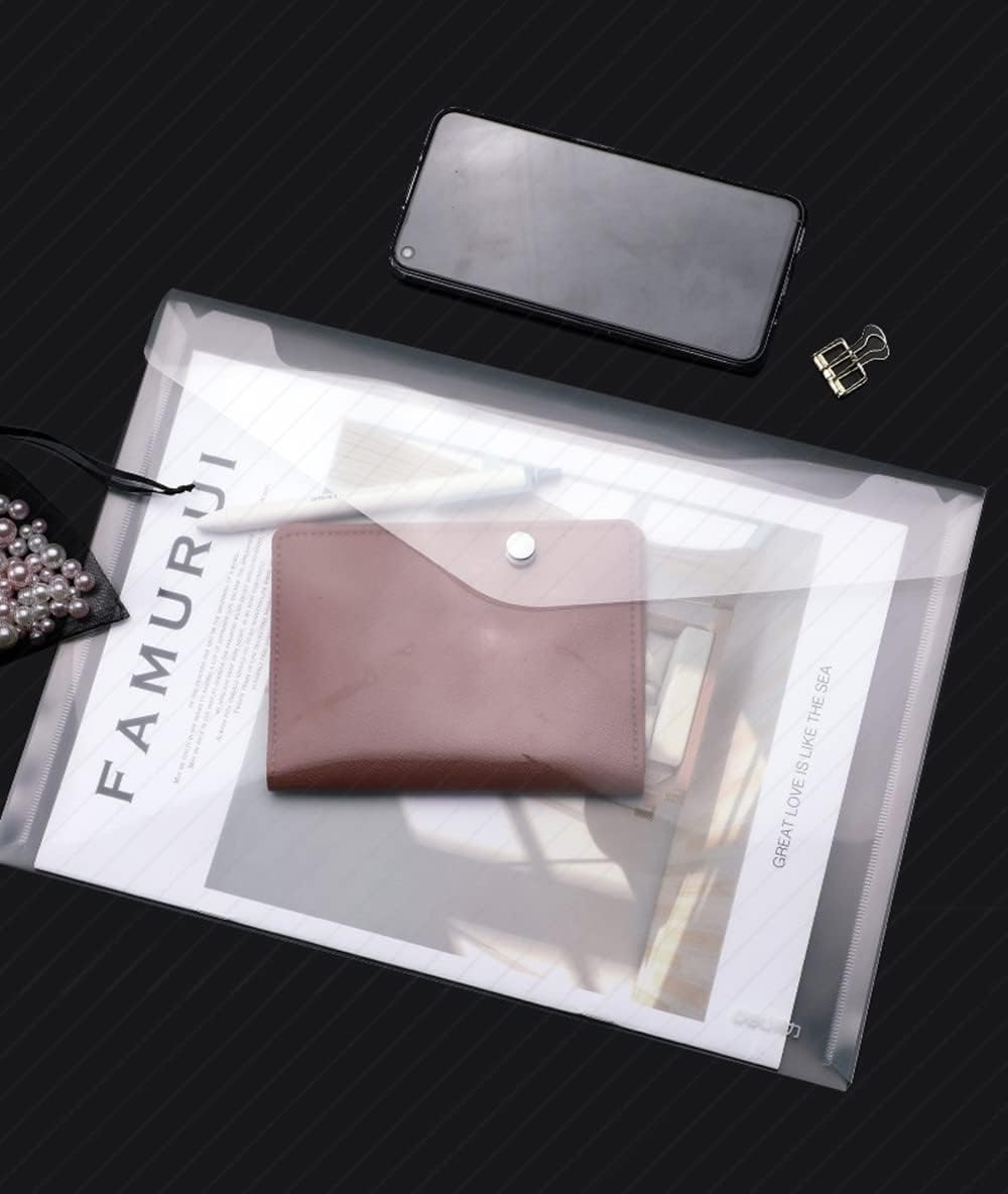 Poly Envelope 12 Pcs Document Envelopes with Snap Button Quality Clear Document Folder for A4 Size (‎Clear)
