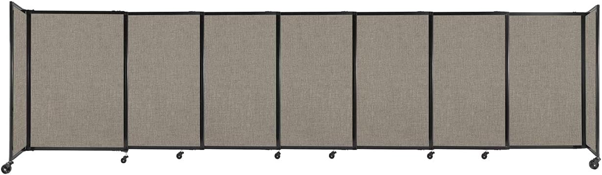 Versare Straightwall Sliding Portable Wall Partition | Freestanding Office Dividers | Locking Wheels | Temporary Room Separator | 15'6" Wide x 4' Tall Warm Pebble Fabric Panels