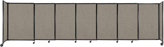 Versare Straightwall Sliding Portable Wall Partition | Freestanding Office Dividers | Locking Wheels | Temporary Room Separator | 15'6" Wide x 4' Tall Warm Pebble Fabric Panels