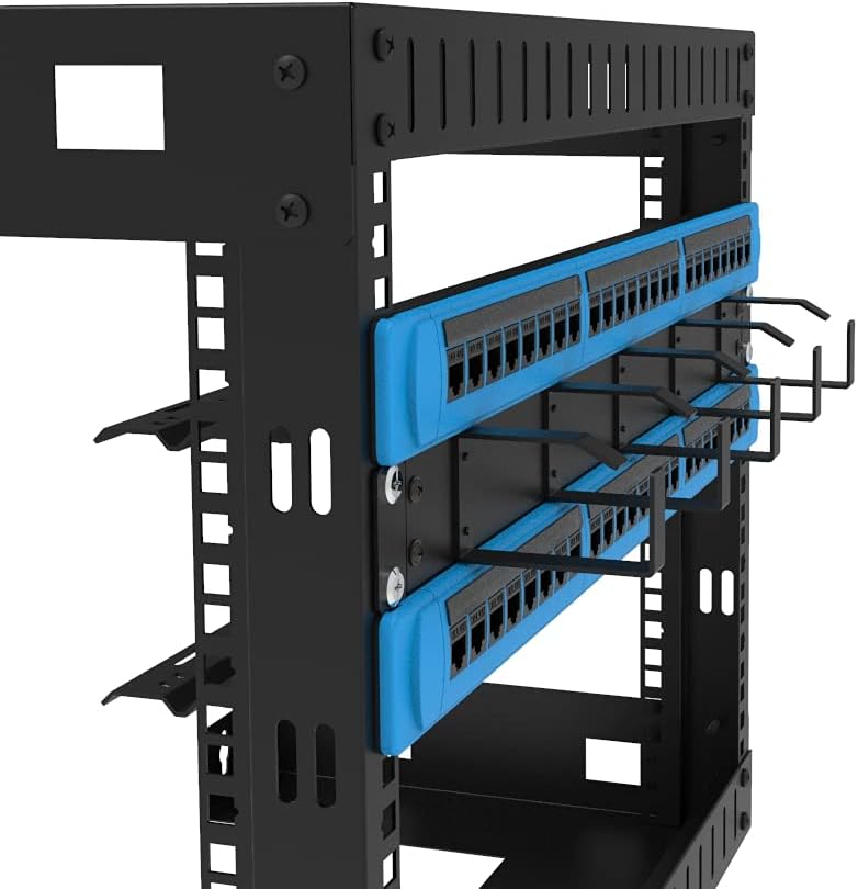 Jingchengmei 19-Inch 1U Metal Horizontal Rackmount Cable Manager with 5 D-Rings (1UCM5R440, Black)