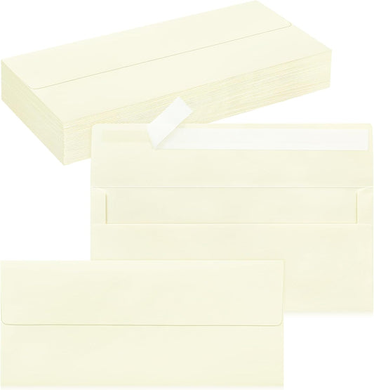 50 Pack #10 Business Envelopes, Self Seal Standard Ivory Envelopes for Secure Business & Legal Mailing, Office, Checks, Letter, Invoices, 4 1/8 x 9 1/2 Inches