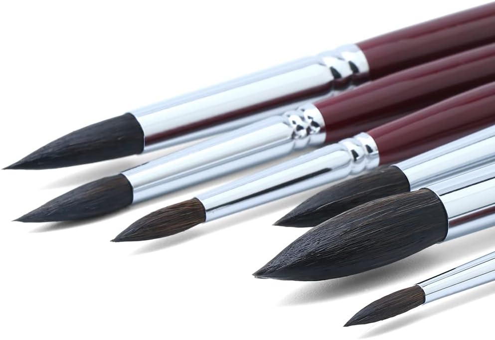 Transon Squirrel Hair Round Paint Brush Set for Watercolor Gouache Ink Acrylic Art Painting Short-Handle