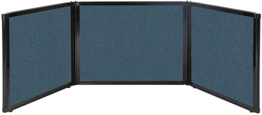 Versare Folding Tabletop Display | 3-Panel Partition | Lightweight Portable Workspace Divider | Caribbean 99" x 24"