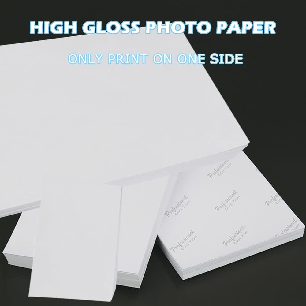 4 Sizes Photo Paper, 200gsm High Glossy White Photographic Paper, Advanced Picture for Inkjet Printer (90 Sheets, 3.5 x 5, 4 x 6, 5 x 7, 8.3 x 11.7 Inch)