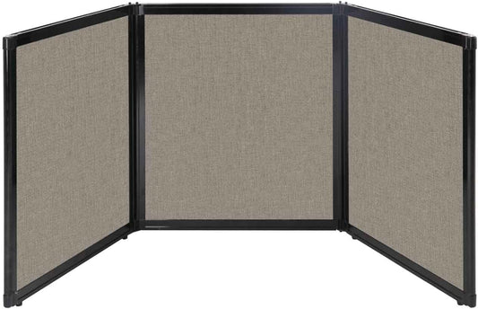 Versare Folding Tabletop Display | 3-Panel Partition | Lightweight Portable Workspace Divider | Warm Pebble 99" x 36"