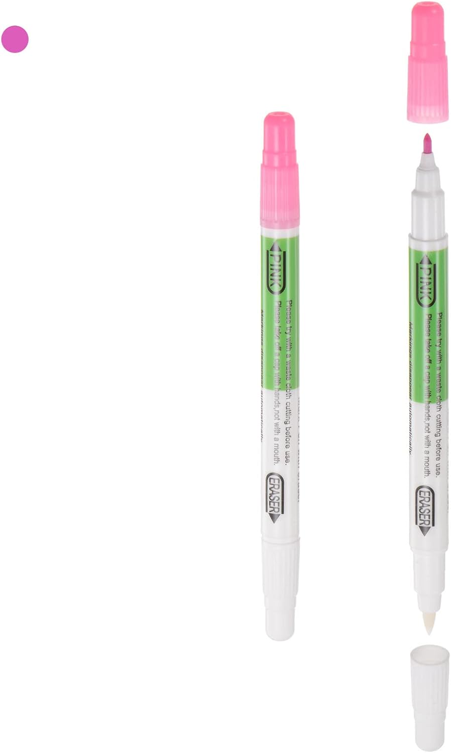 HARFINGTON 12pcs Disappearing Ink Fabric Marker Pen with Eraser Erasable Ink Fabric Sewing Marking Pens Water Soluble Ink Tailor's Pen Marking Tracing Tools for Quilting, Pink White