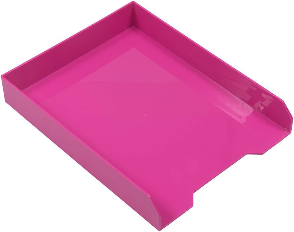JAM PAPER Stackable Paper Trays - Pink - Desktop Document, Letter, & File Organizer Tray - Sold Individually