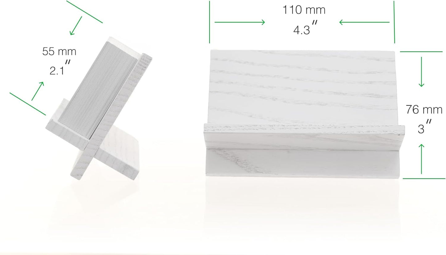 White Wood Business Card Holder Desk - Desktop Card Stand, Holders for Business Cards, Wooden Business Card Holder for Office Desk or Cafe, Bar & Restaurant Counter