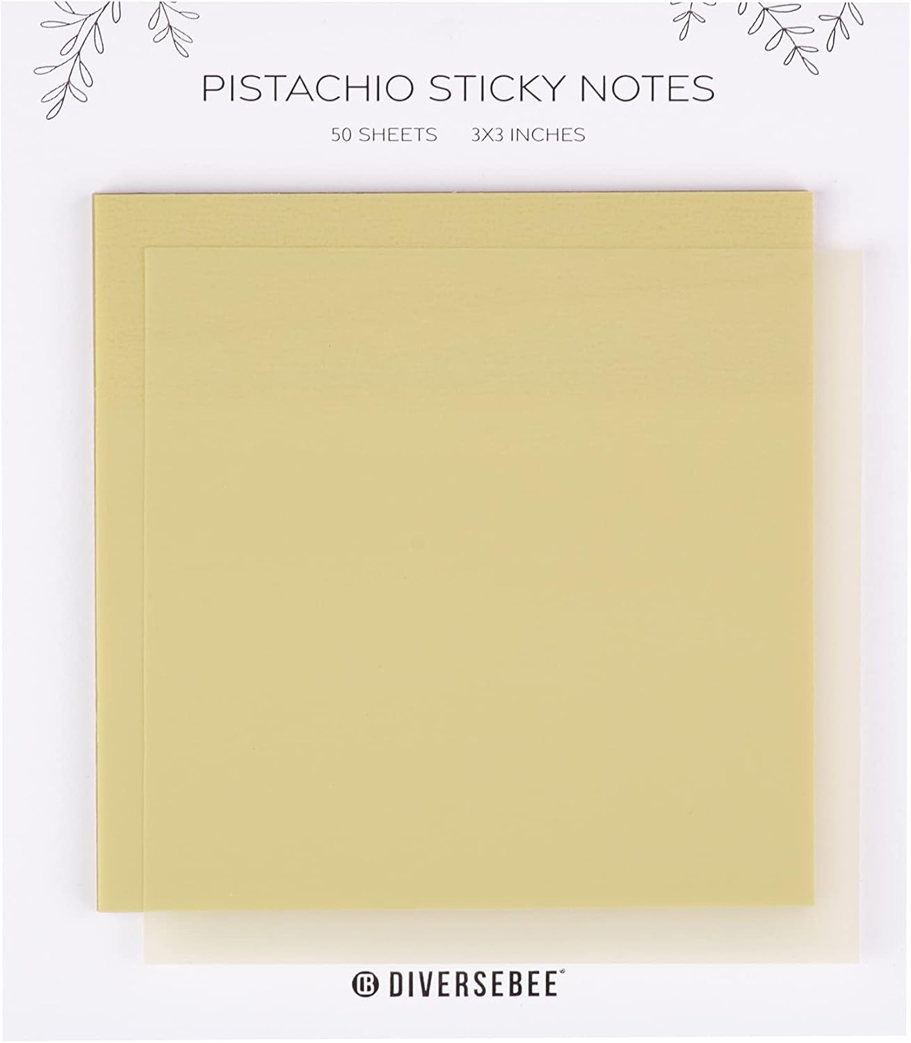 DiverseBee 50 Sheets Pastel Transparent Sticky Notes, 3x3” Clear Sticky Tabs, Translucent Page Flags Book Markers Stickers, Planner Accessories, Bible Journaling Study School Supplies (Pistachio)