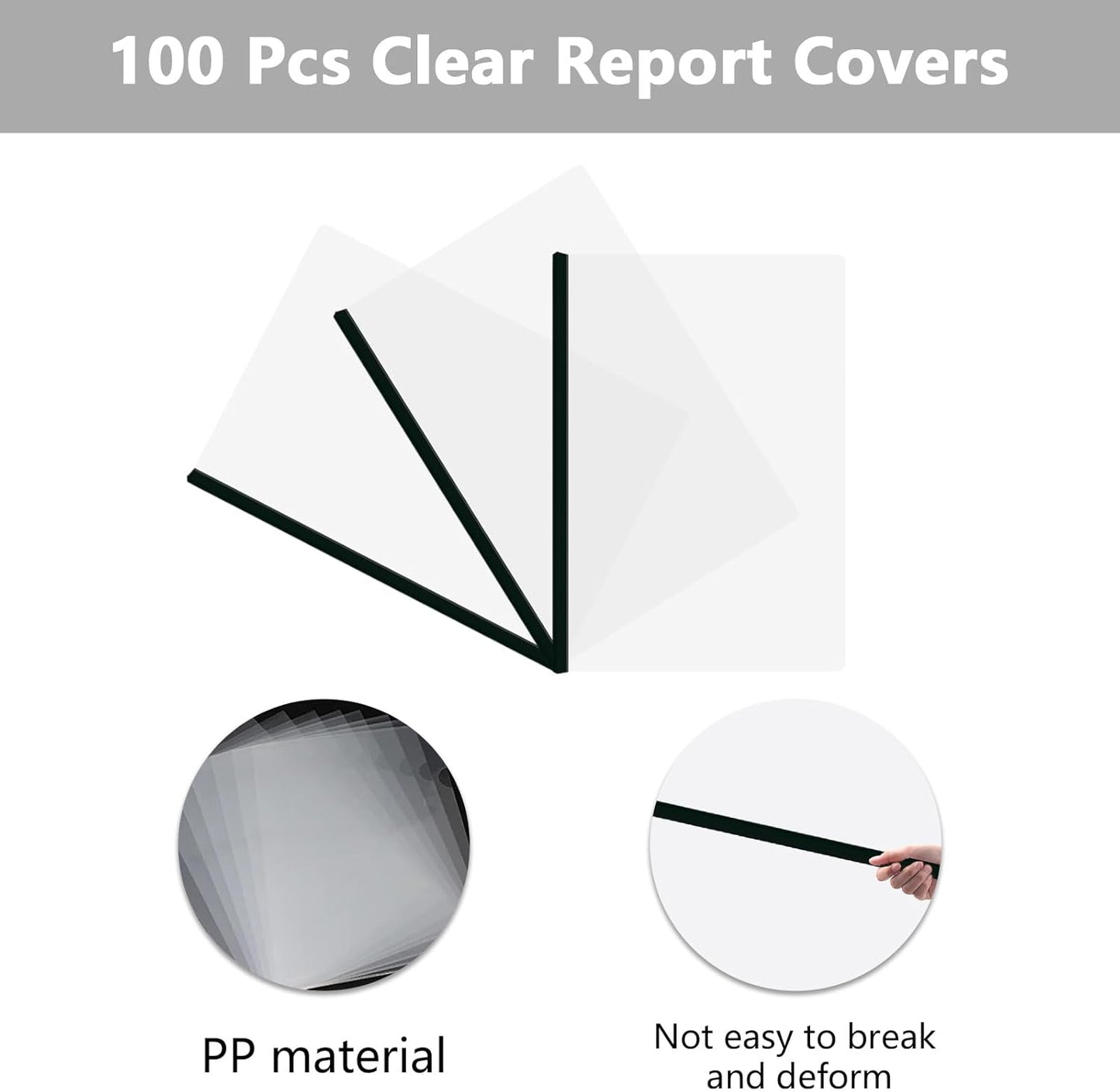 100 Pack Clear Report Covers with Sliding Bars, Plastic Report Folder Presentation File Folders Binder Resume Covers Document Binder for Business, 30 Sheet Capacity