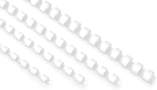 Plastic Binding Combs, Mixed Size, 21rings, 1/4in, 5/16in, 3/8in, 1/2in, Binding Capacity 20-90 Sheets, Max. Binding A4 Size Paper, White, Pack of 100