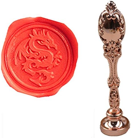 MNYR Luxury Dragon Sealing Wax Seal Stamp Vintage Custom Picture Logo Monogram Wedding Invitations Wax Sealing Stamp Rose Gold Metal Peacock Handle Set
