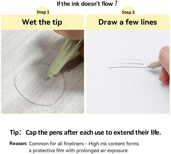 Micro Fineliner Pens 6Pcs 0.25mm/Set, Ultra Fine Fineliner Pen, Water-based Black Pigment Ink, Drawing Journaling Doodling Supplies for Artists, Designers, Students