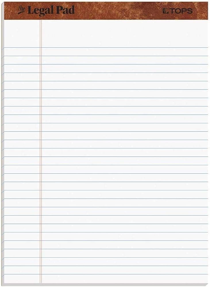 Tops 8.5x11 Legal Pads,3 Pack, The Legal Pad Brand, Wide Ruled, White Paper, 50 Sheets per Writing Pad, Made in the USA