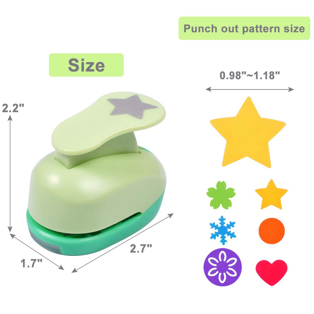 UCEC Paper Punches for Crafting, Hole Punch for Kids, 1 Inch Craft Hole Punch Shapes, 6PCS Star Heart Flower Punch Kids Hole Puncher Shape Cutters for Crafts for School Crafting & DIY Projects