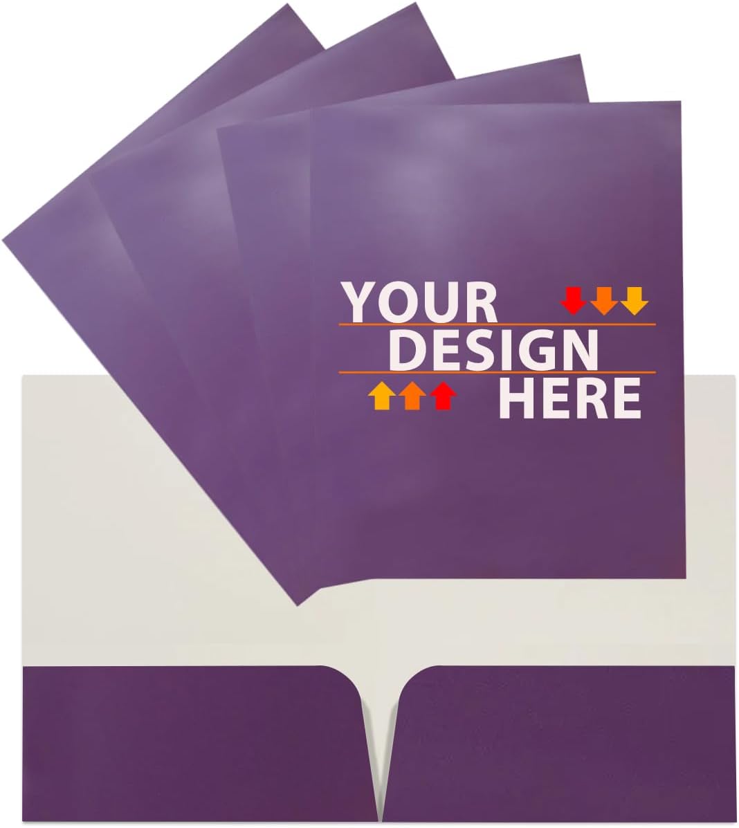 JAM PAPER Custom Printed Semi-Gloss Folders with Round Corner Pockets - Personalized Logo & Text - 12pt C1S - Purple - 100/Pack