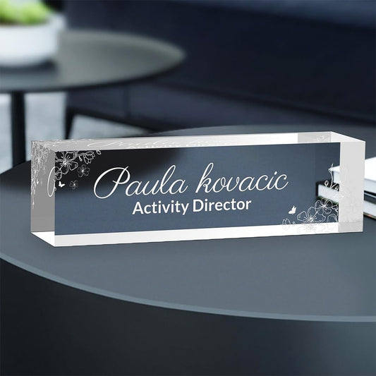 Name Tag,Name Badge,Desk Name Plate Personalized,Printed in USA,Office Decor,Ships Next Day, Sakura