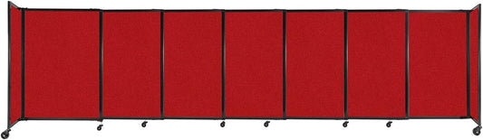 Versare Straightwall Sliding Portable Wall Partition | Freestanding Office Dividers | Locking Wheels | Temporary Room Separator | 15'6'' Wide x 4' Tall Red Fabric Panels