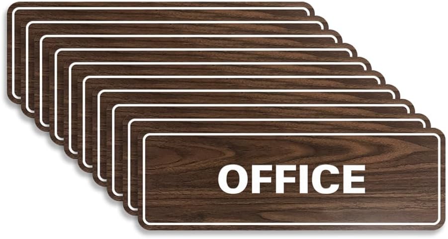 Signs ByLITA Standard Office Sign - Professional Business Signage - Easy to Install (Walnut) - Medium 10 Pack