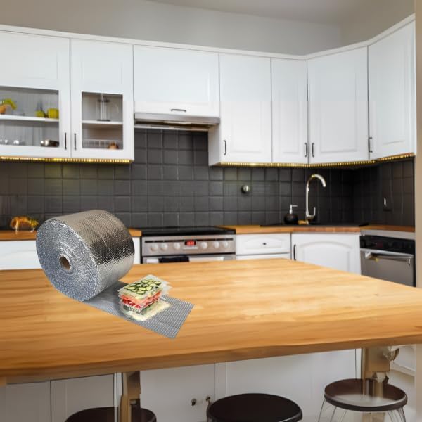 USA Reflective Insulation Roll, Bubble Insulation Roll for Summer Heat, Bubble Pack , 12" Width x 125' Length, Reflective for Colder Climates