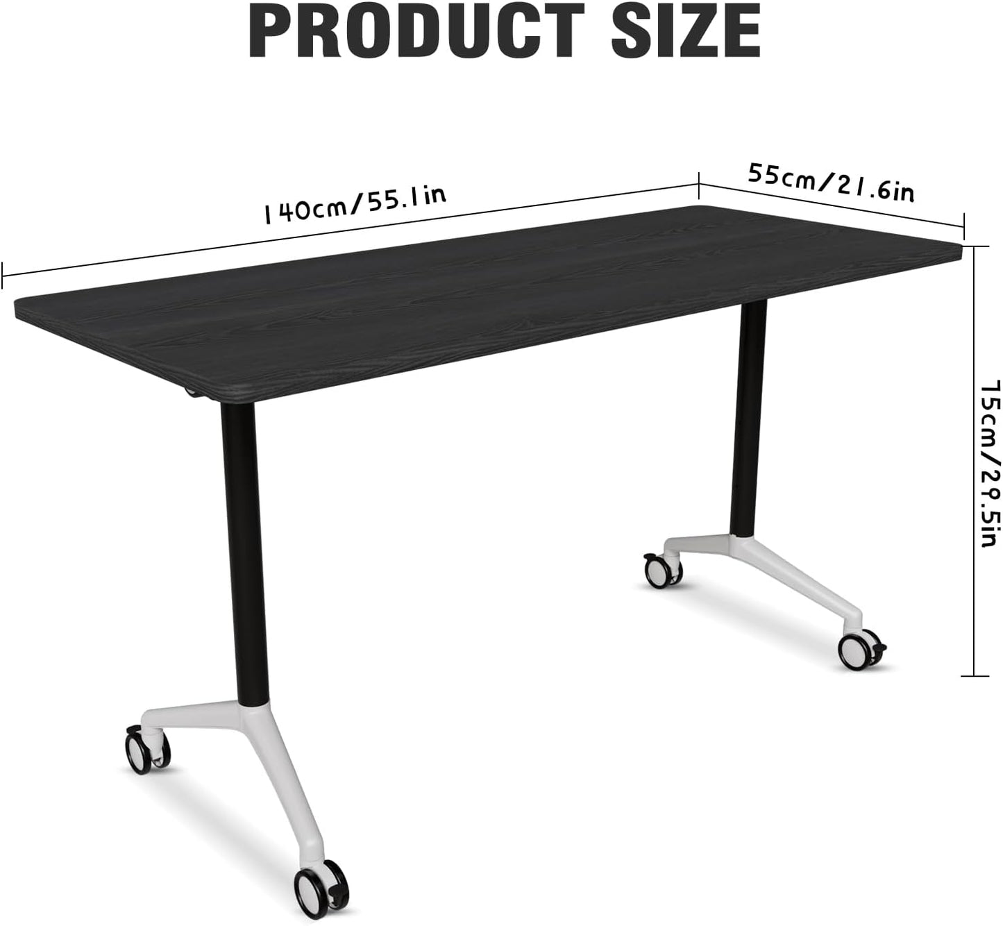 Conference Room Table with Flip-Top Design for Dynamic Meetings, Business Table Computer Desk with Heavy-Duty Frame,Foldable Seminar Meeting Tables for Home Office (4, F, 55.1IN)