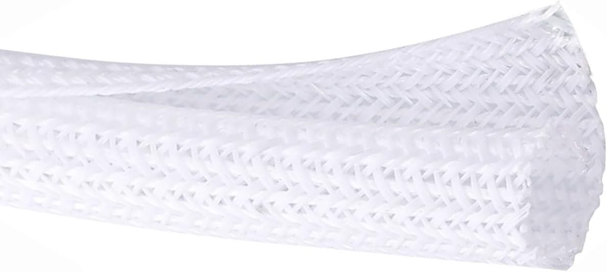 50ft 1 Inch White Cable Sleeve – Split Wire Loom Tubing Cord Protector – Flame Retardant Polyester Cable Management Wrap for Desk, TV, PC – Pet Chew Resistant & Easy to Cut