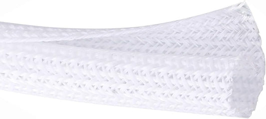 3/4"-50ft Extra-Long Braided Cable Sleeve Protector - Self-Wrapping Pet-Proof Wire Loom for Home Theater, Office, Car Engine, Chew-Resistant Cord Cover, White