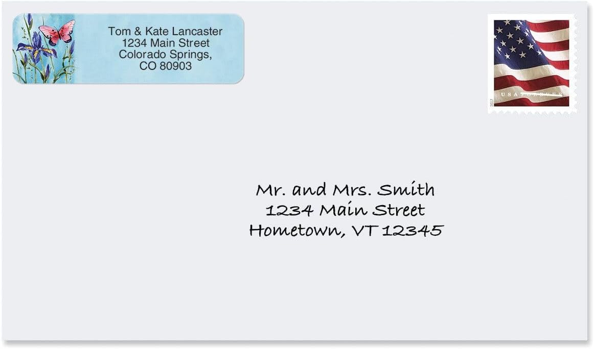 Colorful Images Floral Wings Rolled Personalized Return Address Mailing Labels with Dispenser, 5 Designs, Set of 500, Small ¾ x 2½ Inch Size, Custom Self-Adhesive Sticker Roll