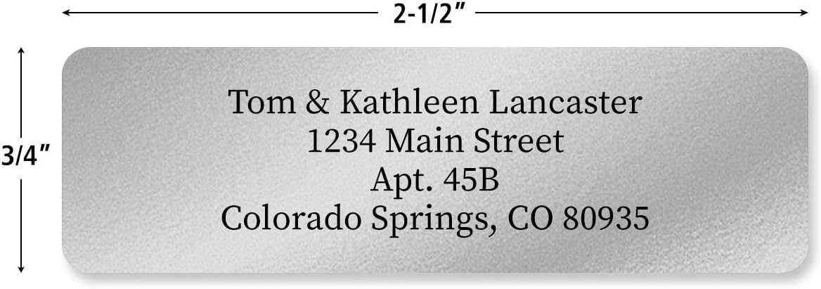 Colorful Images Silver Metallic Foil Rolled Return Address Mailing Labels with Dispenser, Customize with Name & Shipping Address, 500 Self Adhesive, Easy Peel Sticker Label Roll, 3/4" x 2 1/2"