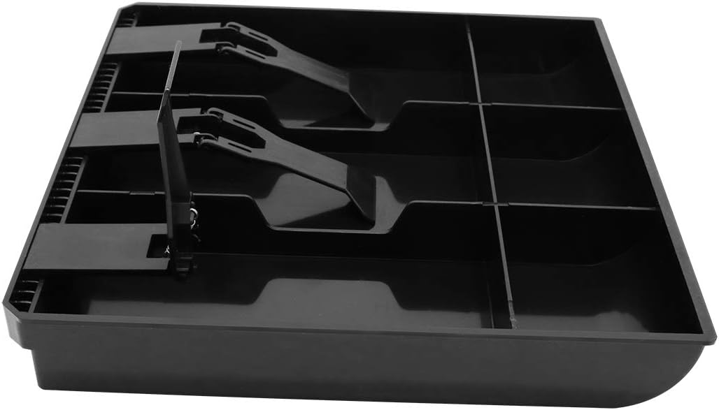 Cash Register Drawer Insert Tray 3 Bill/3 Coin Compartments with Plastic Clip for Money Storage, Black