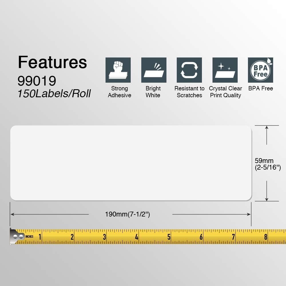 BETCKEY - Compatible DYMO 99019 (2-5/16" x 7-1/2") Large Lever Arch File Labels, Compatible with DYMO Labelwriter 450, 4XL, NOT Fit 550 & 5XL [10 Rolls/1500 Labels]