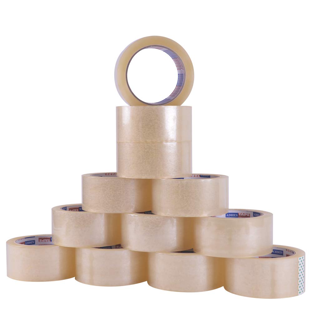 ADHES Shipping Tape Packaging Tape Packing Tape for Moving Boxes, 54.68yard Per Roll 1.88inch Width 2.6Mil Thickness