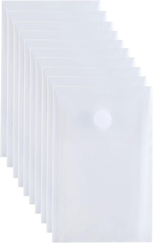 3’’ x 5’’ Vertical Plastic Envelopes Hook Loop Closure Coupon Receipt Sticker Holder 10 Pack