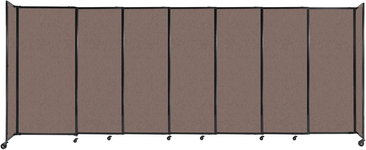 Versare Straightwall Sliding Portable Wall Partition | Freestanding Office Dividers | Locking Wheels | Temporary Room Separator | 15'6'' Wide x 6' Tall Latte Fabric Panels