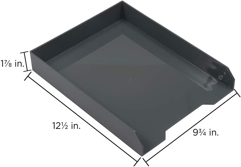 JAM PAPER Stackable Paper Trays - Grey - Desktop Document, Letter, & File Organizer Tray - Sold Individually