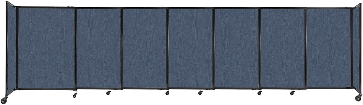 Versare Straightwall Sliding Portable Wall Partition | Freestanding Office Dividers | Locking Wheels | Temporary Room Separator | 15'6'' Wide x 4' Tall Ocean Fabric Panels