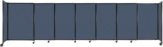 Versare Straightwall Sliding Portable Wall Partition | Freestanding Office Dividers | Locking Wheels | Temporary Room Separator | 15'6'' Wide x 4' Tall Ocean Fabric Panels