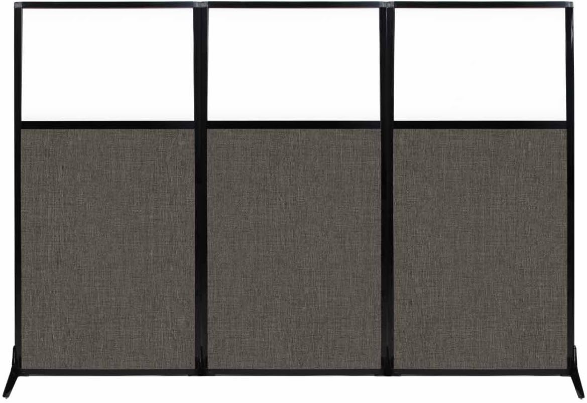 Versare Workstation Partition | Portable Wall Divider | Modern Office Cubicle | Free Standing Privacy Screen | Flexible Work Space | 99" x 70" W/Window, Mocha Fabric Panels
