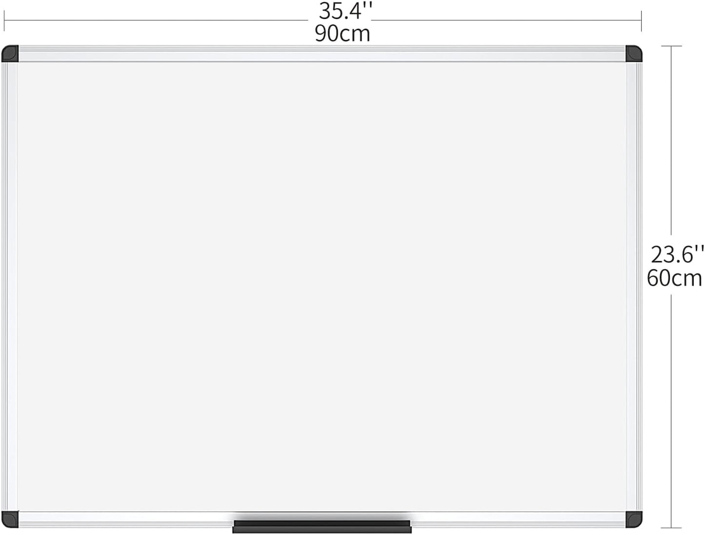 VIZ-PRO Magnetic Dry Erase Board, 36 X 24 Inches, Silver Aluminium Frame