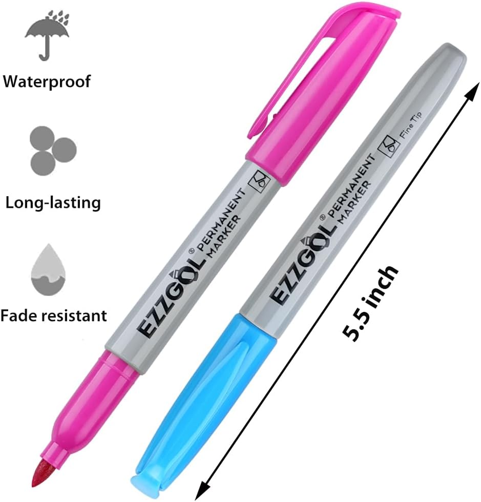 Permanent Markers Bulk, Permanent Marker Bulk Pack of 72, 12 Assorted Colors, Fine Point Permanent Markers For Kids and Adult Coloring as Office, School Supplies