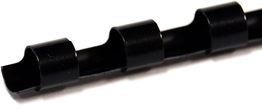 TruBind 6mm (1/4 in.) Comb Binding Spines | 11 in. Length for Letter Size or Smaller Projects | Standard 19-Ring Rectangular Holes | Black | 25 Sheet Binding Capacity | 100 Pack