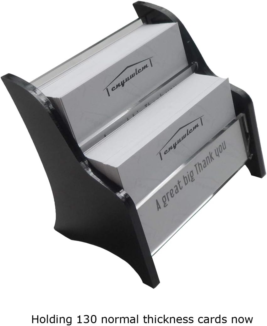Enyuwlcm Acrylic 2 Tier Business Card Holder Display for Desk Elegant Business Card Stand for Office Counter Black/Clear