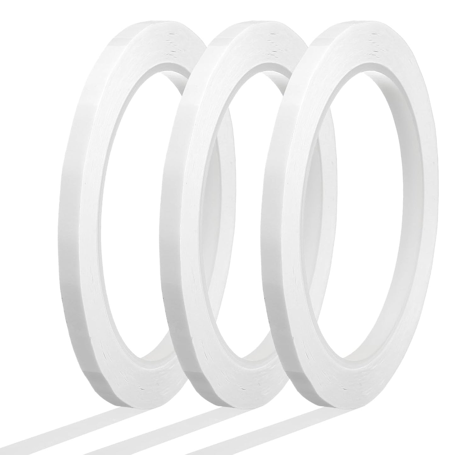 MECCANIXITY Whiteboard Tape 1/4" x 72 Yard Pinstripe Graphic Chart Line Grid Marking Tapes for Classroom Office Dry Erase Board Art, White, Pack of 3