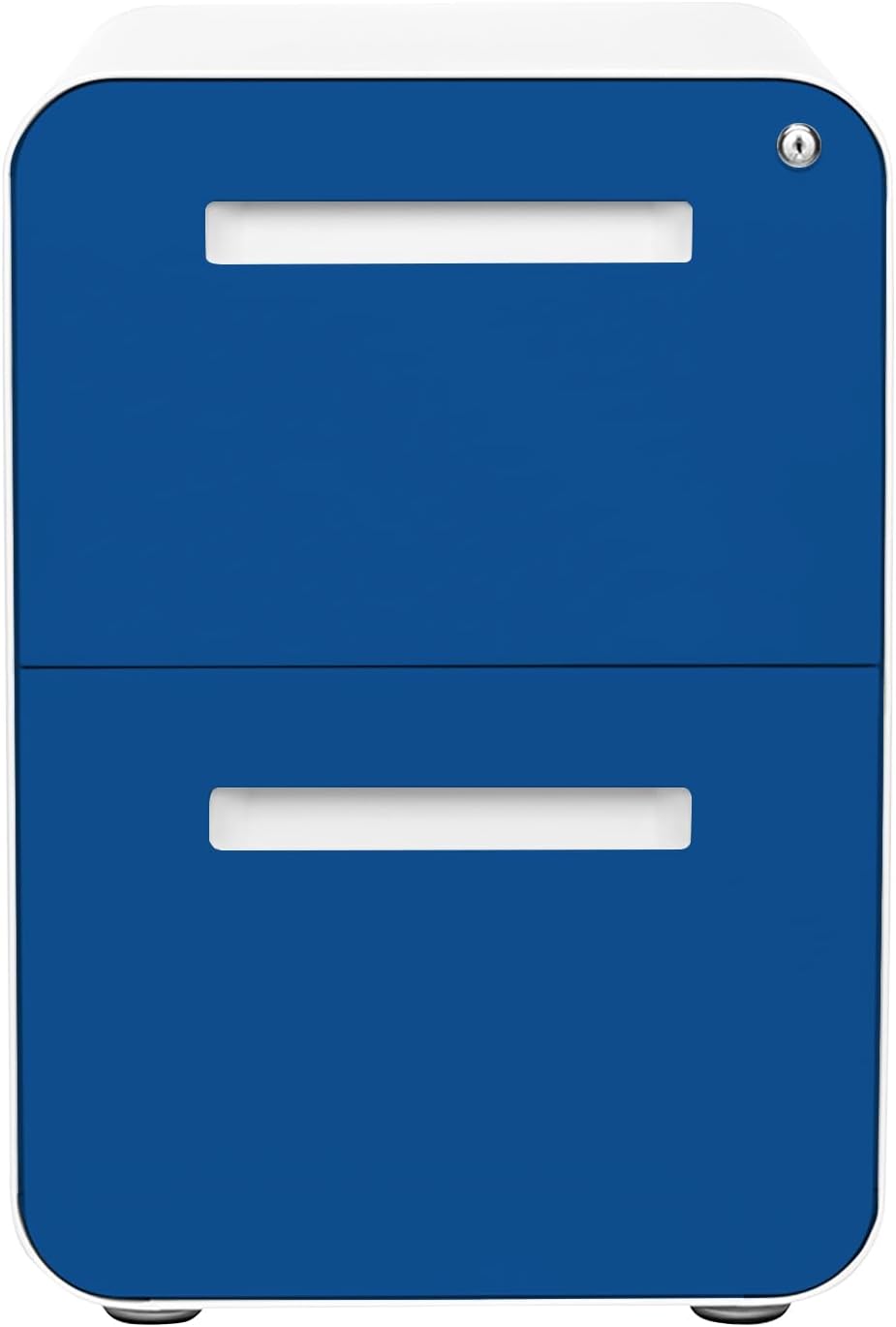 Laura Davidson Furniture Stockpile 2 Drawer Mobile File Cabinet with Lock - Under Desk Metal Filing Cabinet, Legal/Letter File Folders, Wheels and Stationary Feet, Pre-Assembled, Blue Faceplate
