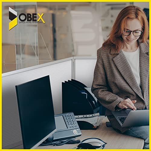 OBEX Polycarbonate Office Desk Mounted Privacy Screen Adjustable Table Top Panel Divider, Universal Aluminum Bracket-USA Made, 18" x 30", White