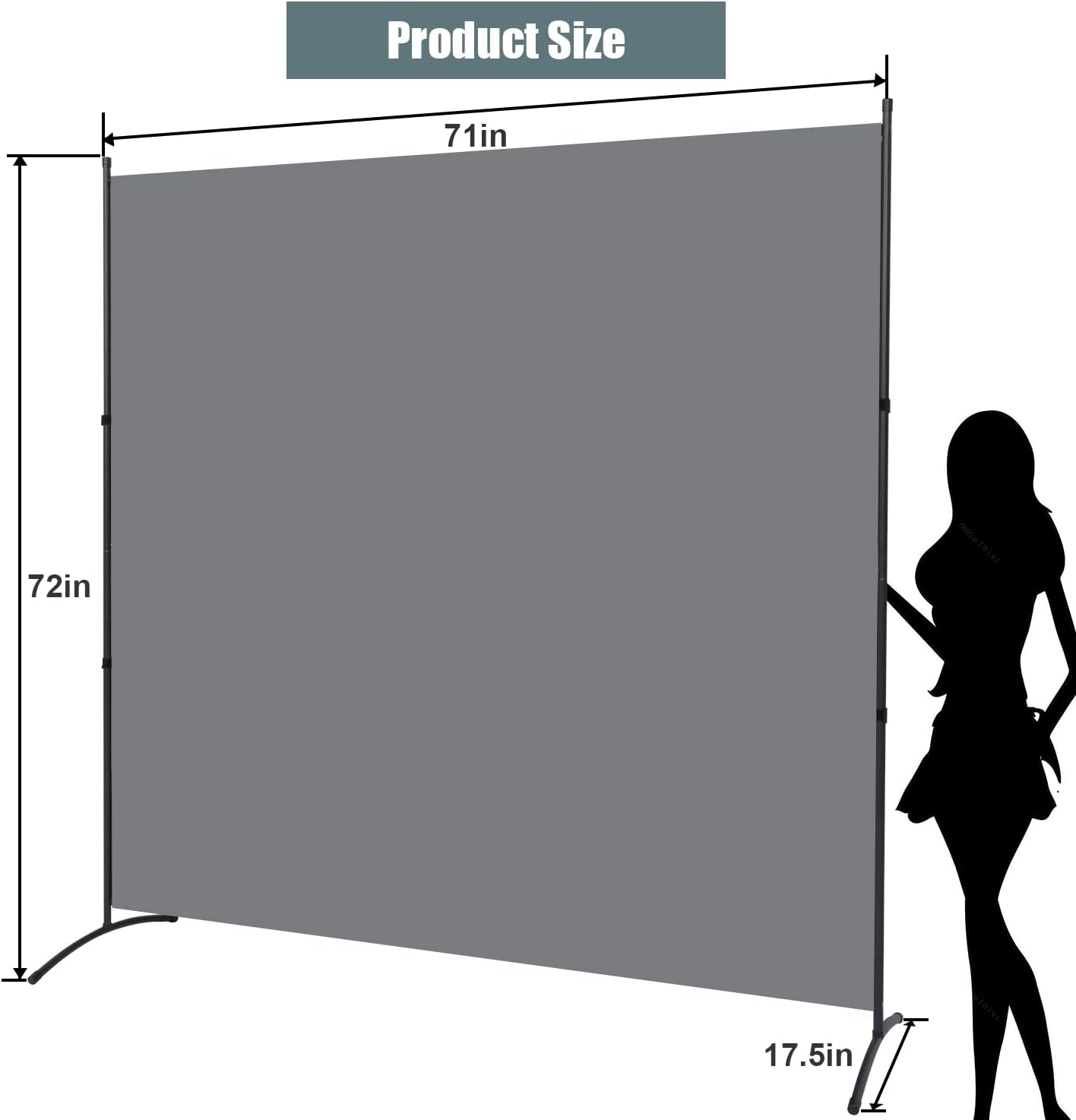 Room Divider 6FT Folding Privacy Screens, Partition Room Dividers w/Freestanding Design, Portable Wall Divider for Room Separtation, Fabric Screen Panel for Home Office Dorm (Grey, 1 Panel)