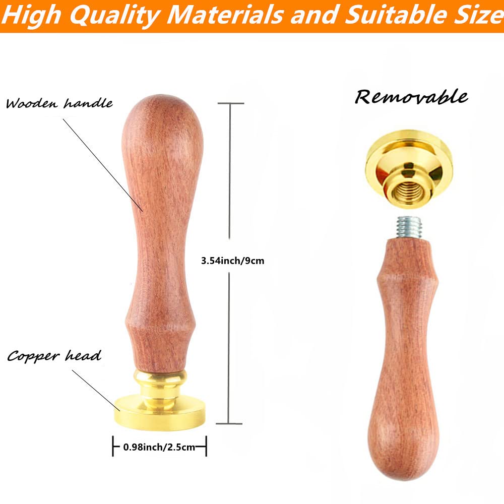 Flower Wax Seal Stamp with Removable Brass Head Wooden Handle for Envelope Sealing