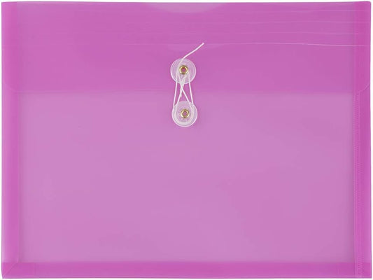 JAM PAPER Plastic Envelopes with Button & String Tie Closure - Letter Booklet - 9 3/4 x 13 - Lavender Purple - 12/Pack