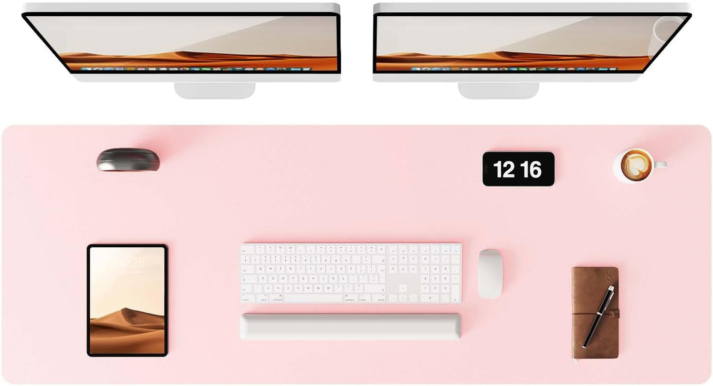 YSAGi Leather Desk Pad Protector, Office Desk Mat, Large Mouse Pad, Non-Slip PU Leather Desk Blotter, Laptop Desk Pad, Waterproof Desk Writing Pad for Office and Home (Light Pink, 47" x 17")
